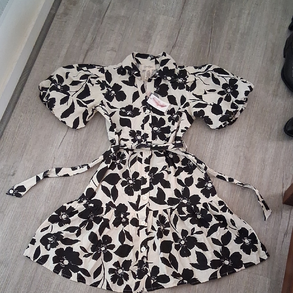 Jessica Simpson Black and White Floral Dress
